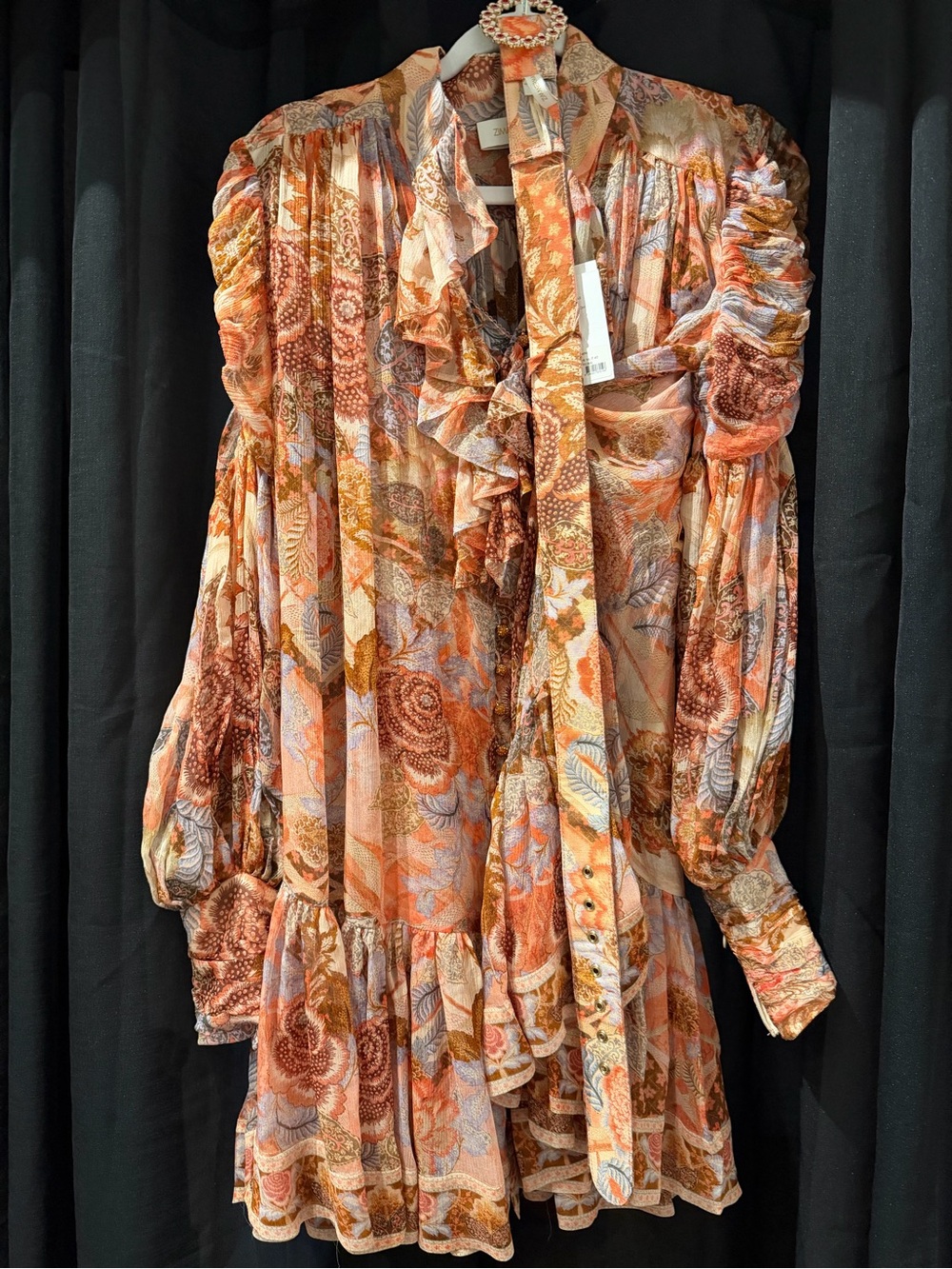 Zimmermann Orange Paisley Tiered Midi Dress